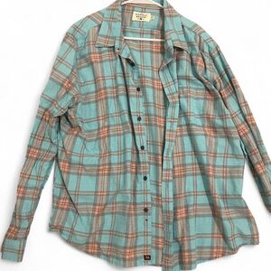 The Normal Brand Teal and Orange Plaid Shirt